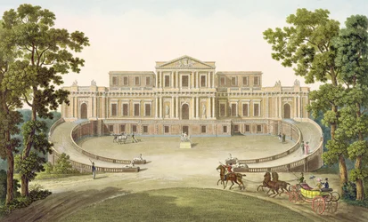 Pavilon of Haarlem, z „Výběr z nejvýznačnějších památek, budov a domů Nizozemského království“ od Pierra Jacquese Goetghebuera, vydáno 1827 (akvatinta)