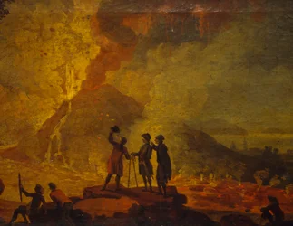 Erupce Vesuvu, Pierre-Jacques Volaire (1729-1792), olej na plátně, 52x79 cm. Detail.