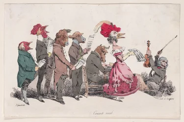 Vokální koncert z Metamorphoses of the Day, 1829.