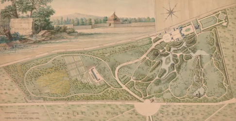 Plán zahrady Château de Bagatelle, 1817.