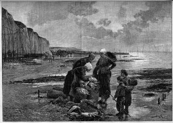 Lov Dieppe, nízká klisna. Rytina podle obrazu Pierra Beylea (1838-1902) v „The Illustrous World““ č. 1327 z 2. září