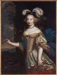 Madame de Montespan - Francoise Athenais de Rochechouart, markýza de Montespan (1640-1707), jako Diana, od Mignarda, Pierra (1612-1695). Olej na plátně. Rozměr: 130 x 95,5 cm. Soukromá sbírka