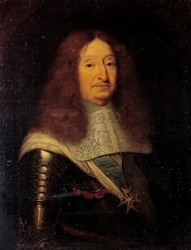 Portrét Césara, vévody z Vendome a Beaufortu (1594-1665), superintendent plavebního malířství od Pierra Mignarda (1612-1695) Slunce ze 17. století. 0,81x0,63 m Versailles, msueee du chateau