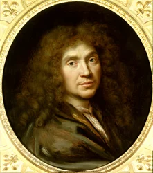Portrét Moliera (1622-1673) Jean Baptiste Poquelin. Olej na plátně. Velikost: 0,55 x 0,48. Obraz Pierra Mignarda (1612-1695) kolem roku 1658. Chantilly. Muzeum Conde. - Portrét Molièra (1622-1673) Jean Baptiste Poquelin. Olej na plátně. 0,55 x 0,48. Painti