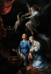 Historie Tobieho „“ První svatební noc Tobieho a Sarry (Sarah, Sara)“ (olej na plátně)