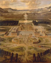 Pohled na zámek ve Versailles a jeho zahrady od Pierra Patela
