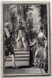 Sebevědomý, aniž by věděl nebo Stratageme - v „“ Příběhy a zprávy ve verších ““ od Jean La Fontaine. 1776. Ilustrace P. P. Choffard.