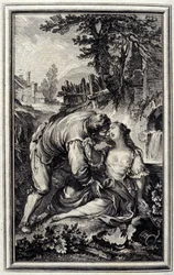 La Cruche - v “”Příběhy a povídky ve verších”” od Jean La Fontaine. 1776. Ilustrace P. P. Choffard.
