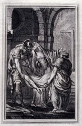 Matróna z Efesu - v „“ Příběhy a povídky ve verších““ od Jeana La Fontaina. 1776. Ilustrace P. P. Choffard.