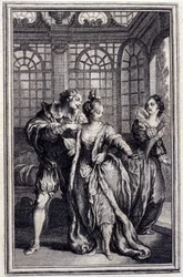 Snoubenka krále Garbe - v "" Příběhy a zprávy ve verších "" od Jean La Fontaine. 1776. Ilustrace P. P. Choffard.