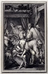 Le Cradle - v "" Příběhy a povídky ve verších "" Jean La Fontaine. 1776. Ilustrace P. P. Choffard.