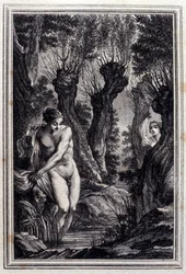 Případ svědomí - v „“ Příběhy a povídky ve verších““ od Jean La Fontaine. 1776. Ilustrace P. P. Choffard.