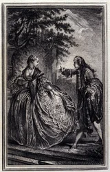 Nicaise - v "" Příběhy a povídky ve verších "" Jean La Fontaine. 1776. Ilustrace P. P. Choffard.