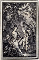 Slib je jeden a dodržení je druhý. V „”Tales et nouvelles en vers”” od Jean de La Fontaine, Amsterdam 1776. ilustroval P.P.Choffard.