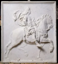 Nízký reliéf představující Ludvíka XIV. (1638-1715) na koni (socha)