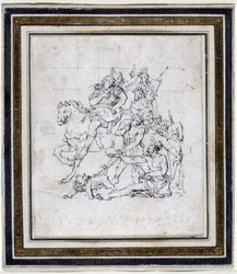 Přípravná kresba Pierra Pugeta (1620-1694) pro „Alexandre a Diogene“ (tuš na papíře, pero)