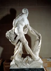 Zobrazení atleta Milóna z Krotónu (přibližně 540-516 př. n. l.). Socha Pierra Pugeta (1620-1694), 1683. Výška 2,7 m. Paříž, muzeum Louvre