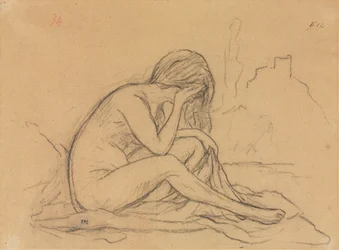 Studie ženského aktu (možná pro nerealizovaný alegorický obraz) (recto)