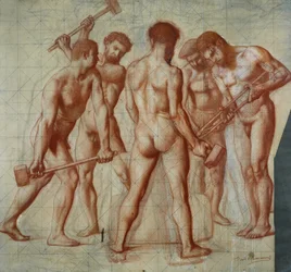 The Forgers, studie pro „Allegorie du Travail“ (červená křída na papíře)
