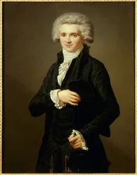 Portrét Maxmiliána od Robespierra (1758-1794) konvenční v oděvu zástupce třetího státu. Obraz Pierra Vignerona (1789-1872) Ec. Fr.
