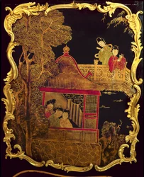 Boční panel Louis XV Commode, cca 1745 (lak a zlato na dřevě) (re 222380)