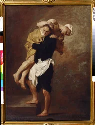 Dvě postavy. Obraz Pierre Subleyrase (1699-1749). Olej na plátně, 66 x 49 cm, kolem 1736. Francouzské umění 18. století. Puškinovo muzeum výtvarných umění, Moskva.