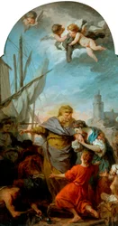 Nalodění sv. Pavla do Svaté země, kolem 1738-39 (olej na plátně)