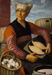 Žena holandského farmáře, asi 1550 (olej na dřevě)