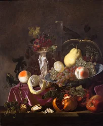 Zátiší s ovocem, hrozny, granátovými jablky a melouny, 1655 (olej na plátně)