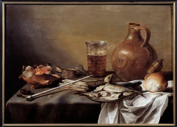 Zátiší s rybou malba od Pietera Claesze (1597-1661) 1644 Rozm. 0,59 x 0,82 m Nantes, Musee des Beaux Arts