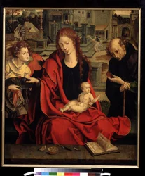 "Svatá rodina s andělem"" (Svatá rodina s andělem) Obraz Pietera Coecke van Aelsta staršího (1502-1550) Moskva 16. století, Puškinovo muzeum