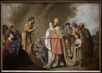 Svatý Jan Křtitel káže před Herodem. Obraz Pietera Fransze od Grebbera (1600-1652), olej na plátně
