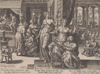 Narození dítěte, z Běhu lidského života, 1570.