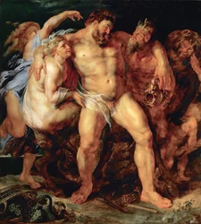 Opilý Herkules, vedený nymfou a satyrem, kolem roku 1614