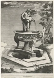 Fontána s Silenus v zahradách Palazzo Cesi ve Vatikánu