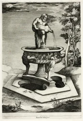 Fontána s Silenus v zahradě paláce Cesi nedaleko Říma