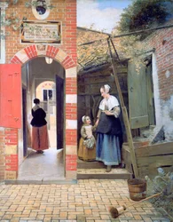 Nádvoří domu v Delft, 1658