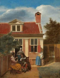 Postavy na dvoře za domem, asi 1663-5