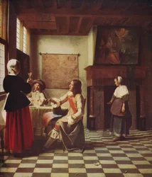 Interiér nizozemského domu, kolem 1658, kolem 1915