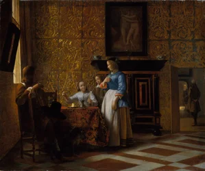 Volný čas v elegantním prostředí, cca 1663-65 (olej na plátně)