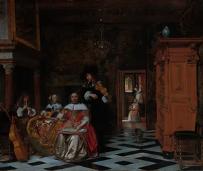 Portrét rodiny hrající hudbu, 1663.