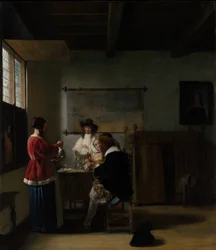 The Visit, c.1657 (olej na dřevě)