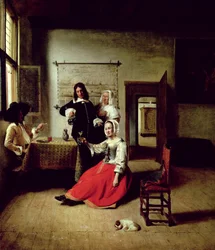 Žena pijící s vojáky, 1658