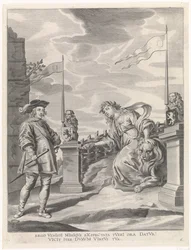 Ferdinand obdrží klíče od města od městské panny z Gentu Radostný vstup kardinála-Nemluvně v Gentu, 1635 (název série)