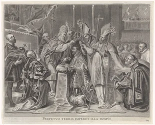 Karel V. korunován na císaře papežem Radostný vstup kardinála-Nemluvně v Gentu, 1635 (název série)
