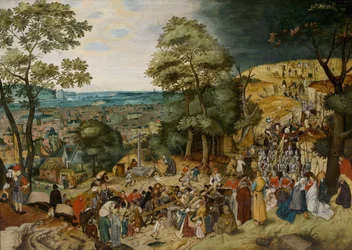 Kristus nesoucí kříž od Brueghela, Pietera, mladšího (1564-1638). Olej na dřevě, mezi 1598 a 1620, Rozměr: 120x170. Bonnefantenmuseum Maastricht