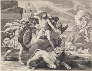 Propagační tisk s alegorickým zobrazením Ludvíka XIV. jako Jupitera, 1659