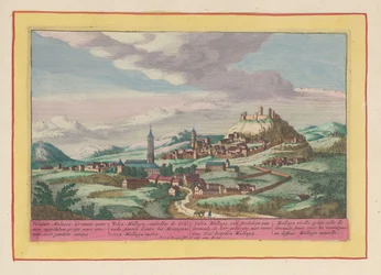 Pohled na místo Vélez-Málaga v Andalusii Vélez Mallaga, město Granade, v horách, nedaleko od moře, pod Mallaga (název na objektu) Theatrum Hispaniae (...) (název série)