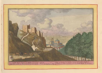 Pohled na Alcazaba a katedrálu Granada Gesigt hradu de Rooden Tooren a Granades Hoofdkerk (titul na předmětu) Theatrum Hispaniae (...) (název série)