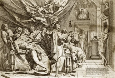 Smrt Katona Staršího (Marcus Porcius Cato) neboli Katona Censora (234-149 př. n. l.), Pietro Testa, 1648